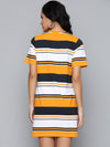 Mustard & White Stripes Sheath Dress