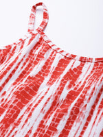 Red Tie & Dye Strappy Short Dress
