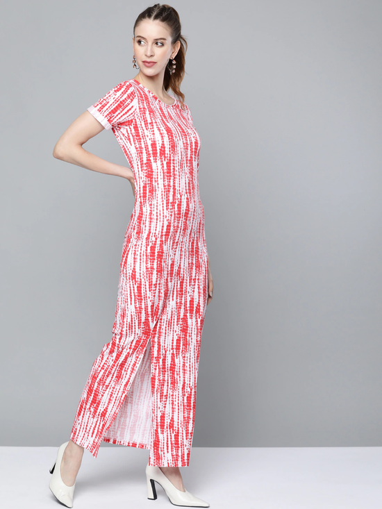 Red Tie & Dye Back Criss Cross Neck Maxi