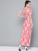 Red Tie & Dye Back Criss Cross Neck Maxi