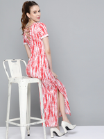 Red Tie & Dye Back Criss Cross Neck Maxi