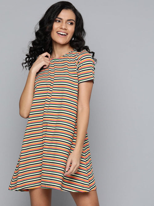 Multicolor Stripes Tent Dress