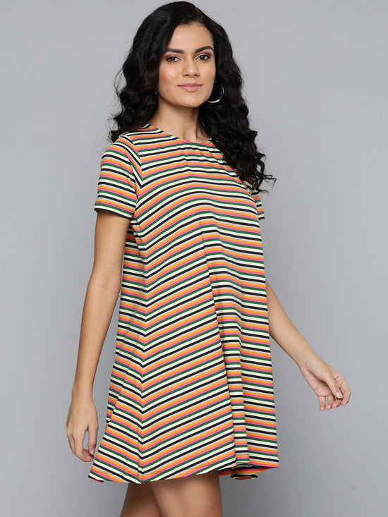 Multicolor Stripes Tent Dress