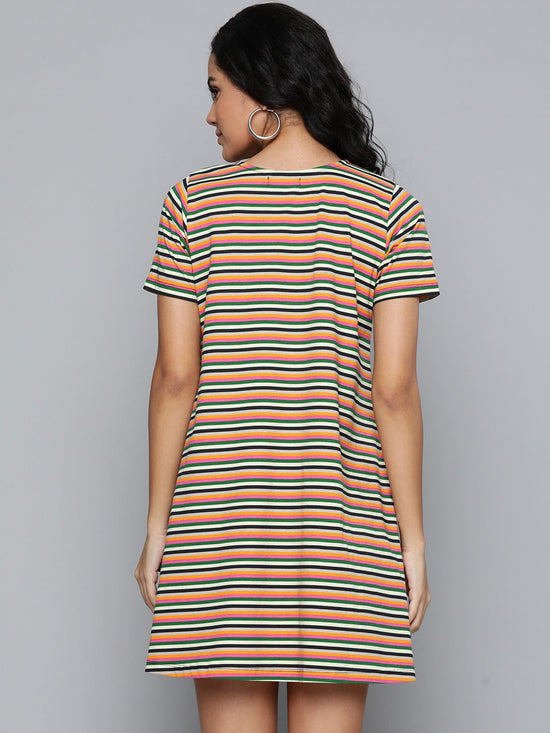 Multicolor Stripes Tent Dress