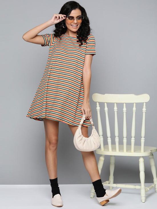 Multicolor Stripes Tent Dress