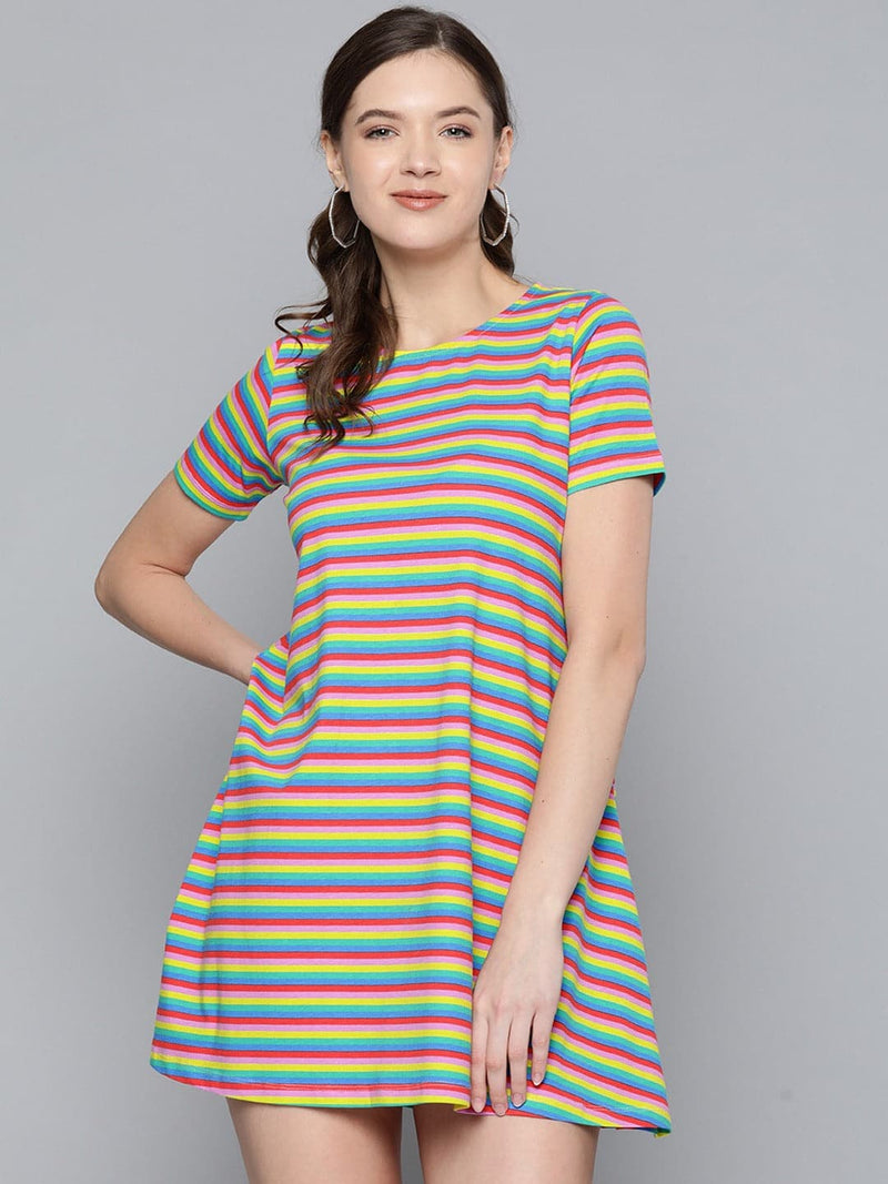 Rainbow Stripes Tent Dress