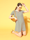 Women Rainbow Stripes Tent Dress