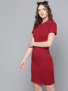 Maroon Polo Neck T-Shirt Dress