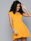 Mustard Round Neck Skater Dress