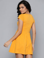 Mustard Round Neck Skater Dress