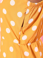 Mustard Polka Strappy Sweetheart Neck Maxi Dress