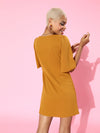 Mustard Sweetheart Neck Short Dress