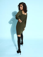 Olive Sweetheart Neck Short Dress