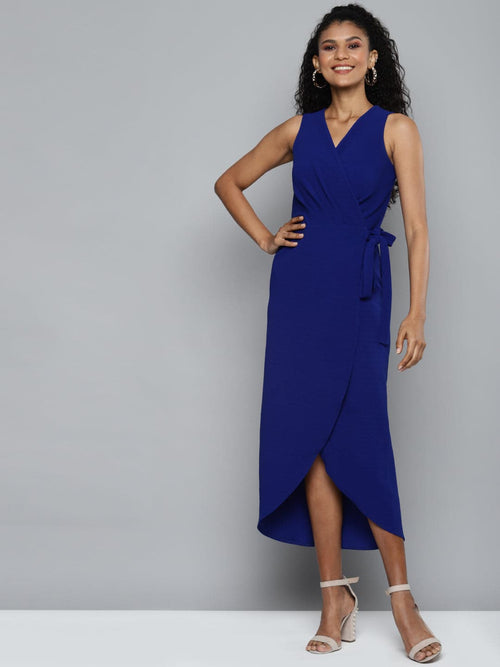 Royal Blue Wrap Midi Dress