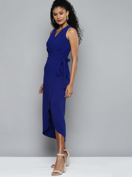 Royal Blue Wrap Midi Dress