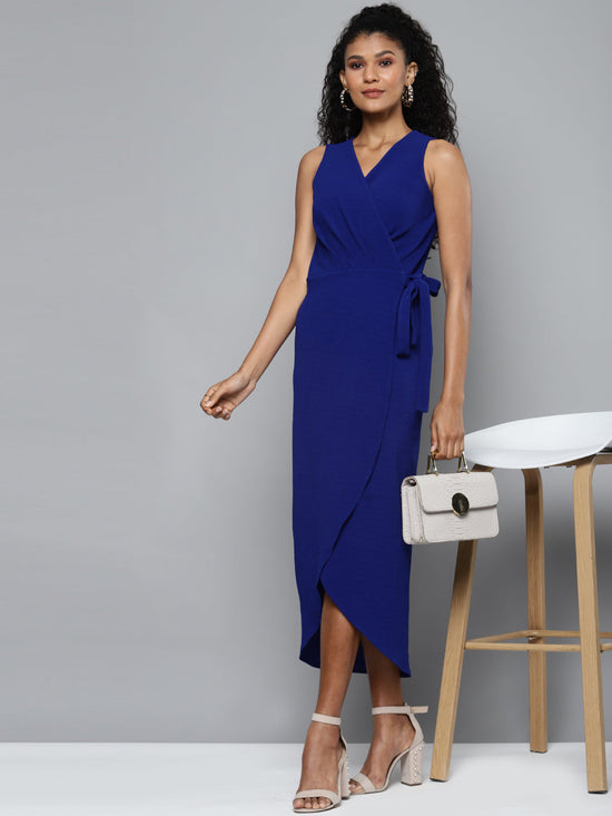 Royal Blue Wrap Midi Dress