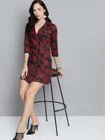 Red Floral Scuba Blazer Dress