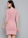 Pink Scuba Front Slit Bodycon Dress