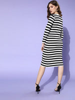 Black & White Stripe Rib Bodycon Dress