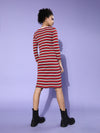 Red Multi Stripe Rib Bodycon Dress