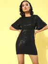 Black Sequin Side Cut Out Dress