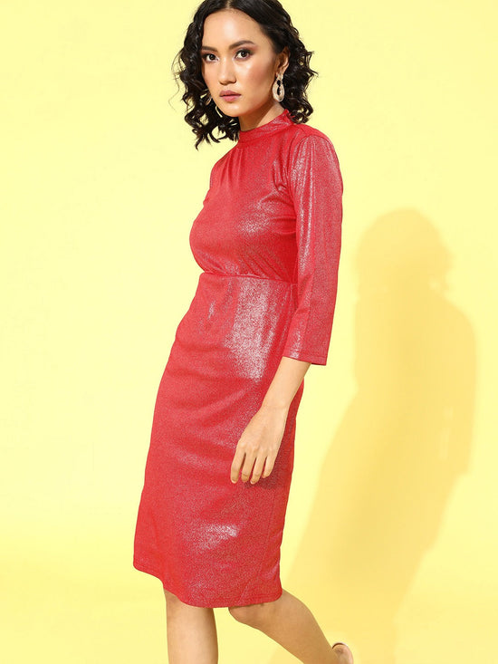 Red Metallic Knot Dress