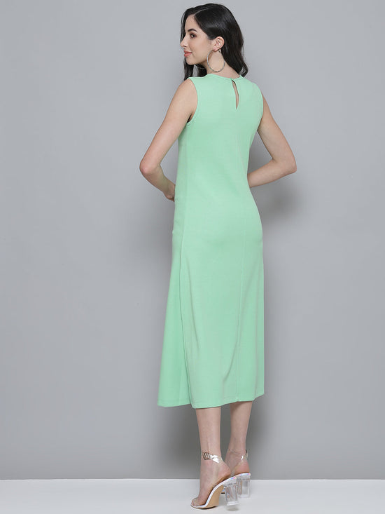 Mint Green Rib A-Line Maxi Dress