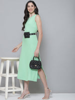 Mint Green Rib A-Line Maxi Dress