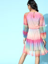 Multicolor Rainbow Mesh Tiered Short Dress