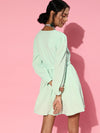 Women Mint Green Belted Short Dress