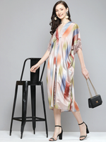 Women Multicolour Striped Fringe Lace Kaftan