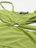 Women Blue & Lime Green Side Cut-Out Short Dress