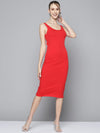 Women Red Back Cut-Out Bodycon Dress