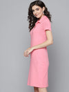 Women Pink Polo Neck Bodycon Dress