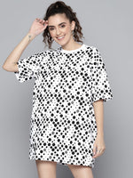 Women Black Polka Dots T-Shirt Dress