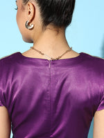 Women Purple Lycra Satin Ruched Mini Dress