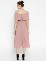 Layered Fit & Flare Pink Midi Strap Dress
