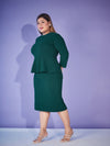 Women Emerald Peplum Bodycon Dress