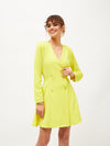 Women Neon Yellow Knitted Wrap Dress