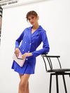 Women Royal Blue Knitted Blazer Dress