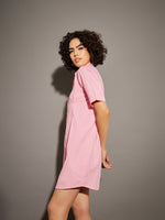 Women Pink Poplin Shirt Dress