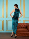 Women Emerald Velvet Tulip Maxi Dress