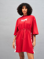 Women Red Knitted Hope T-Shirt Dress