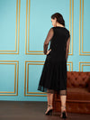 Women Black Embellished Fit & Flare Midi Dress