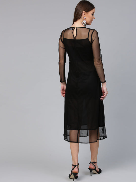 Black Mesh Maxi Dress