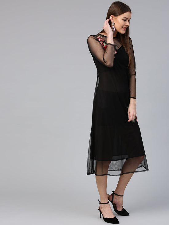 Black Mesh Maxi Dress