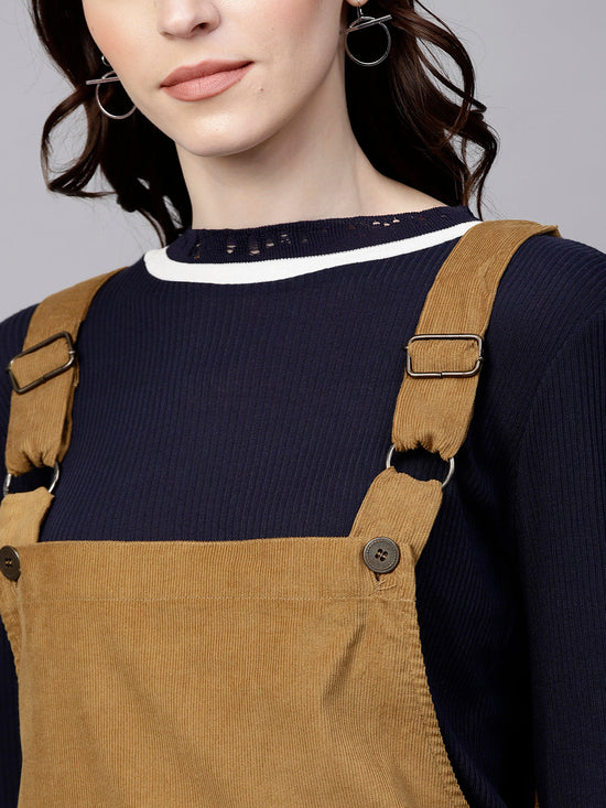 Brown Kangaroo Pocket Corduroy Pinafore