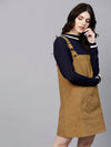 Brown Kangaroo Pocket Corduroy Pinafore