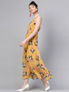 Mustard Floral Strappy Flared Maxi