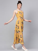 Mustard Floral Strappy Flared Maxi